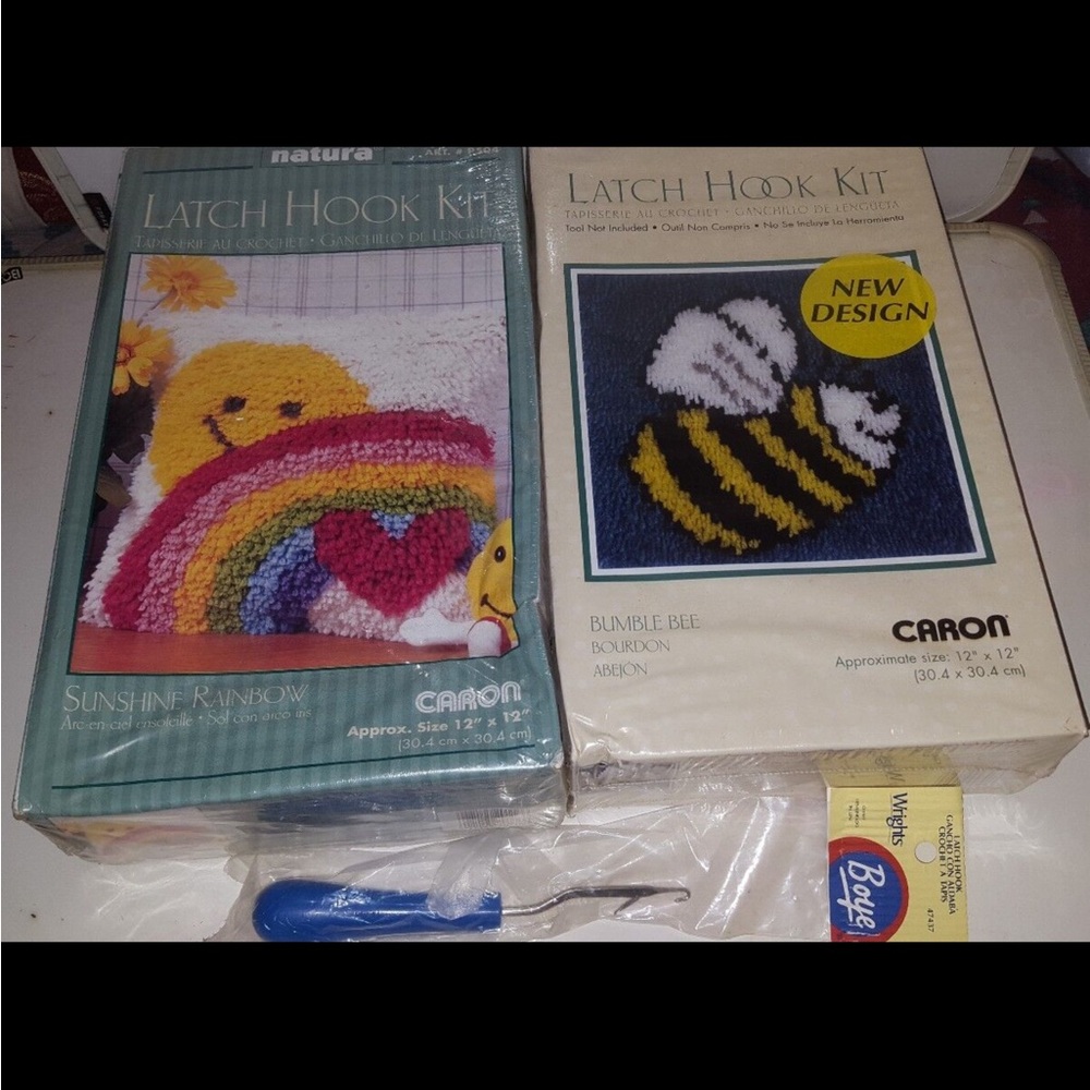 Carbon Latch Hook Kit - Rainbow and Bumble Bee 2sets new